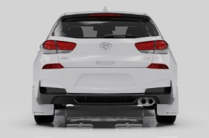 Hyundai Elantra GT Mud Flaps - Rally Armor - UR - White/Black Logo - `19-`21